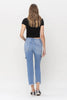 Mid Rise Cargo Straight Crop Denim Jeans