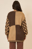 Brown Checker Jacquard Knit Open Cardigan | COZY CO *30A SEPT PREORDER