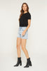 Light Blue Ivy Super High Denim Shorts w/ Frayed Hem | MICA - Final Sale