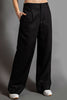 Black Linen Wide Leg Pintuck Pleat Pants | RAE MODE *30A JANUARY PREORDER))