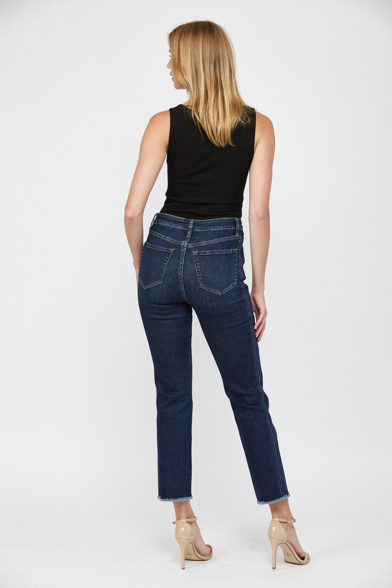 The Hathaway Dark Denim Side Panel Crop Jean | Mica - Final Sale