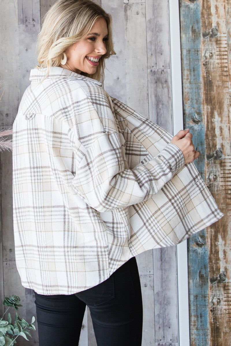 Autumn Calling Plaid Flannel Button Up Shacket