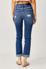 Mid Rise Cuffed Straight Denim Jeans | Risen