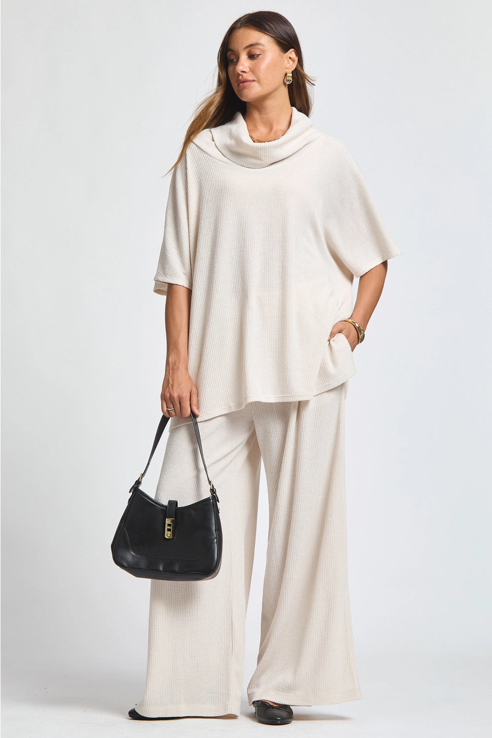 Everyday Luxe Cowl Neck Lounge Set - Oatmeal - Final Sale