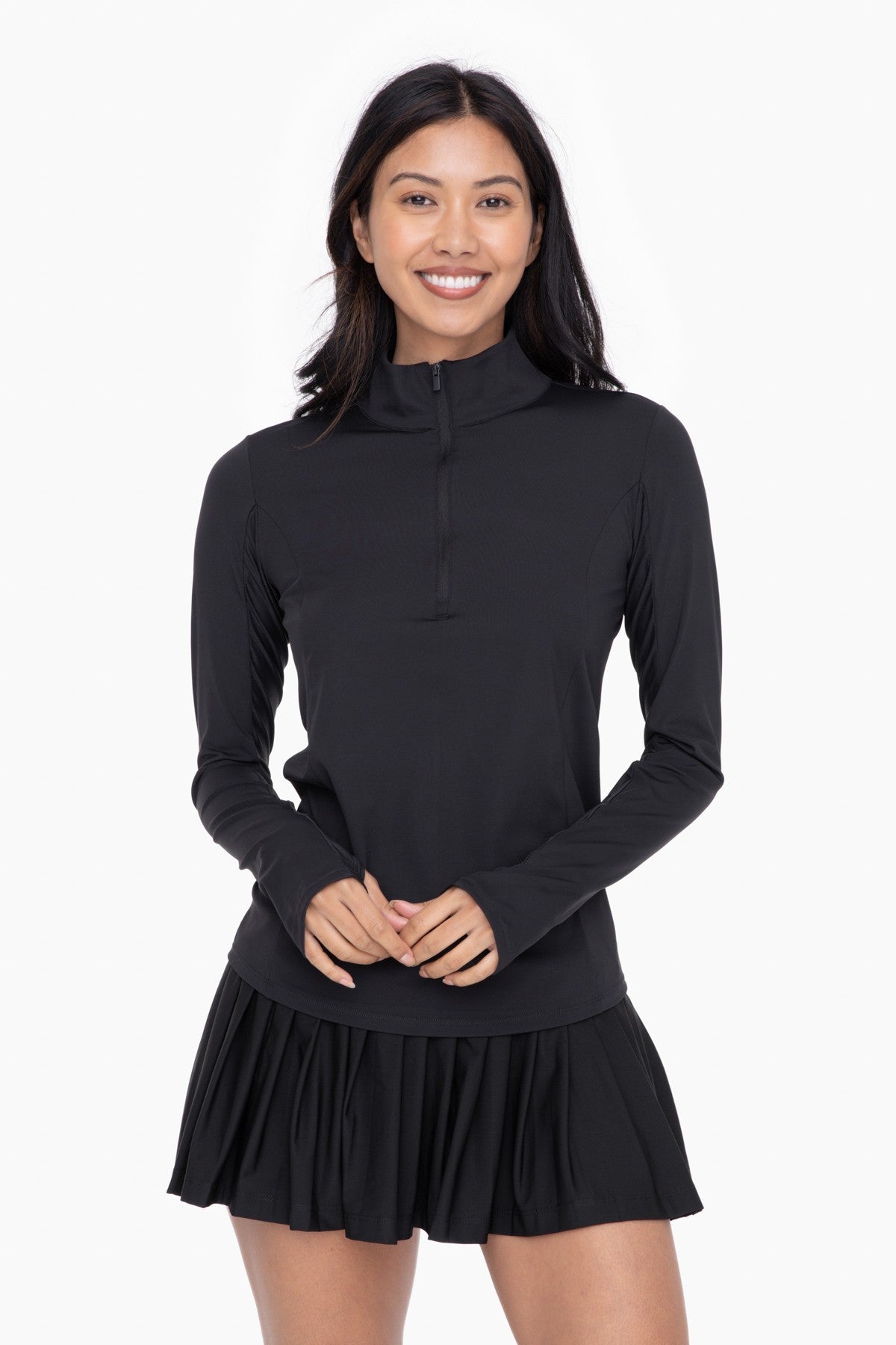 Mock Neck Half Zip Long Sleeve Active Top