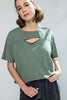 Mineral Wash Short Sleeve Keyhole Top | Rae Mode