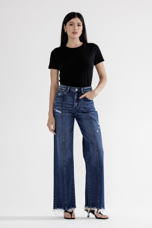 MICA | French Navy Super High Rise Seam Front Wide Leg Denim Jeans *30A JANUARY PREORDER