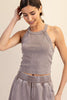 Mineral Washed Ribbed Halter Tank Top | RAE MODE