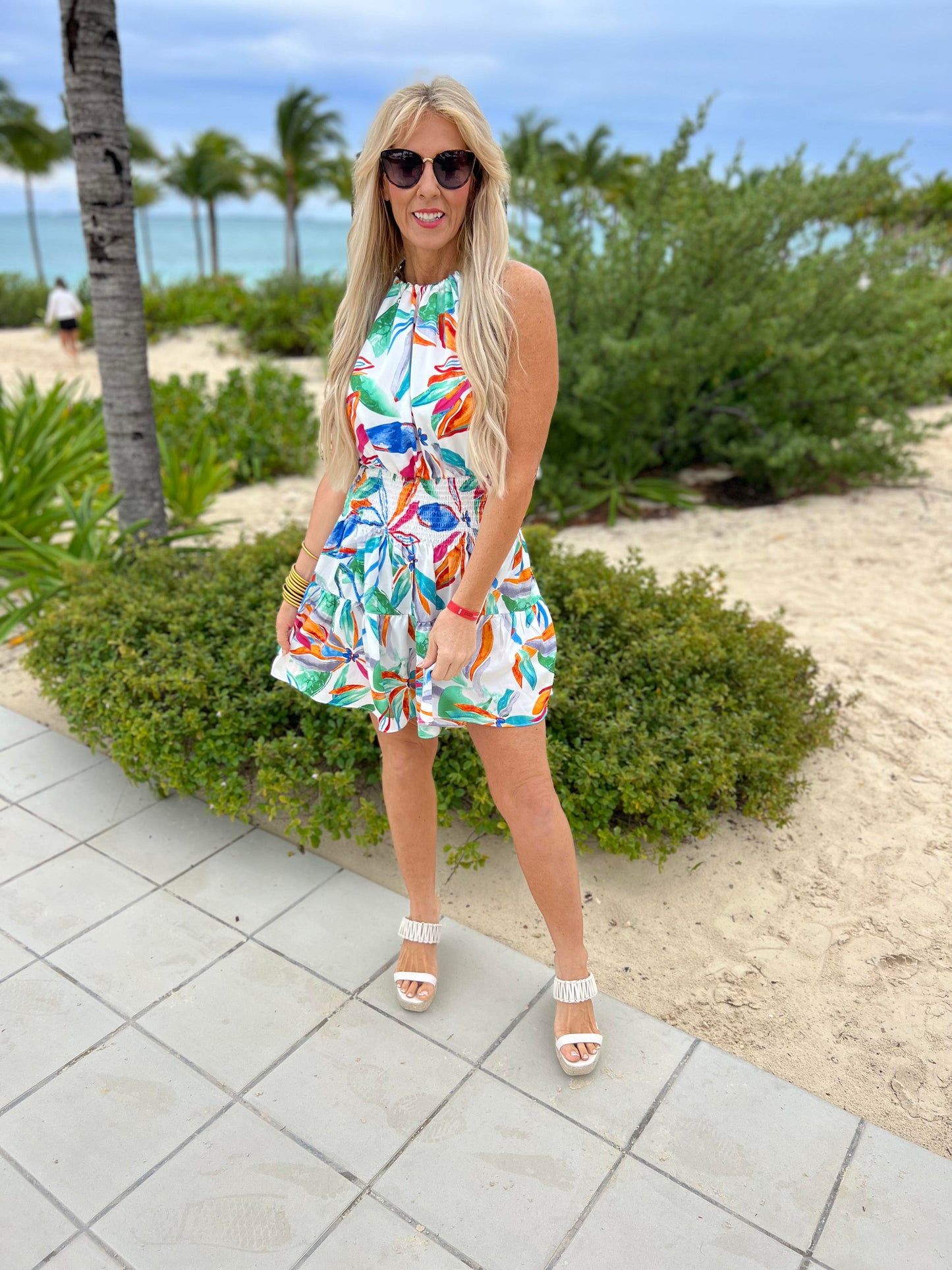 Bright Floral Halter Dress