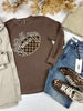 Football Mom Garment Dyed Long Sleeve Graphic Top