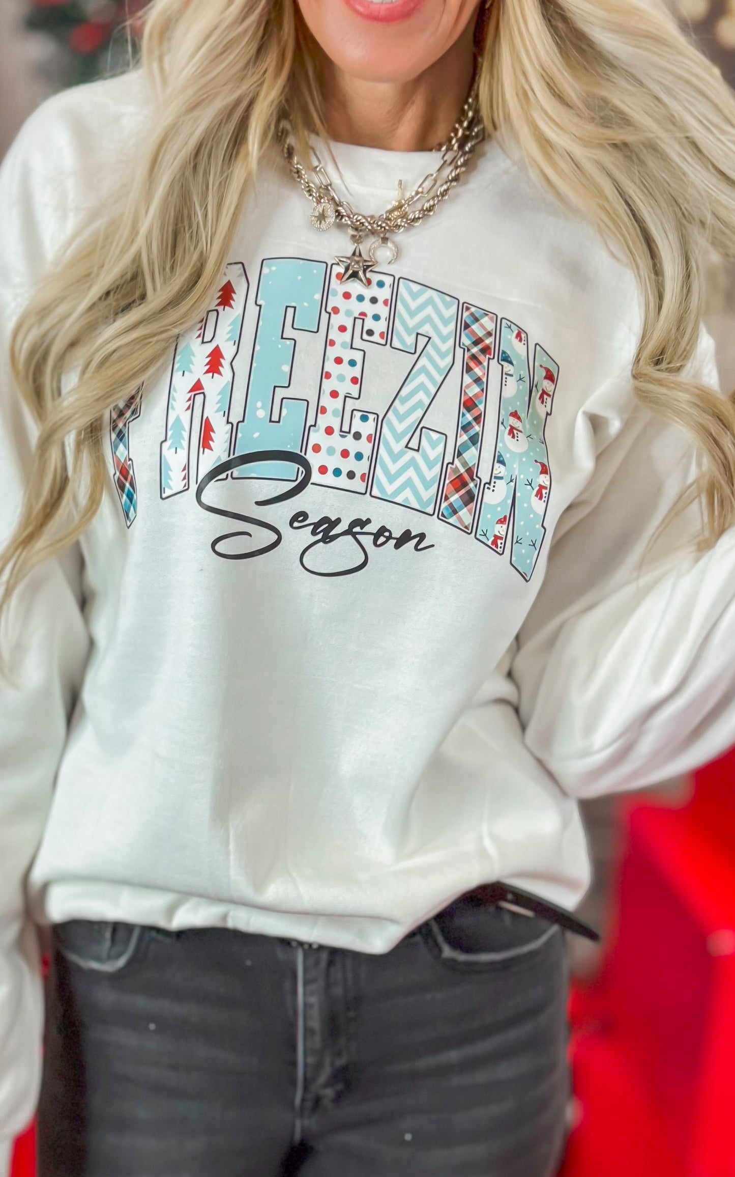 Freezin Season Graphic Crewneck Sweatshirt