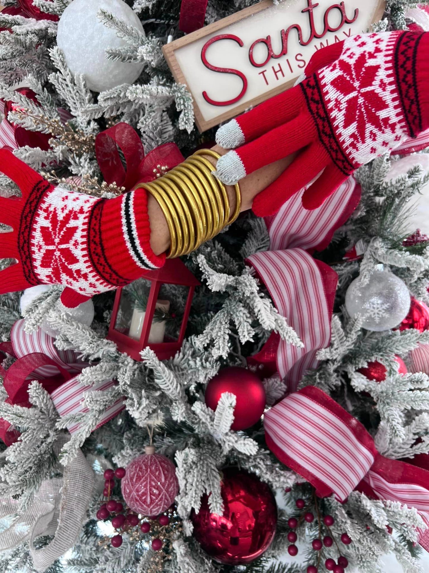 Red Holiday Christmas Gloves