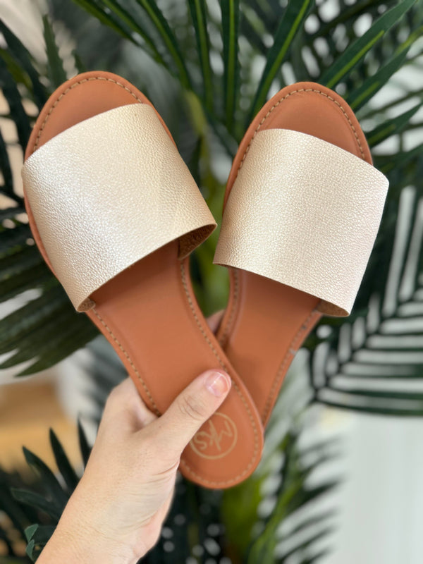 Sunny Gold Slip-On Sandals