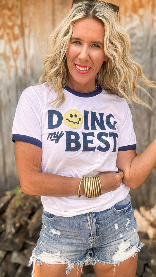 Doing My Best Ringer Graphic T-shirt