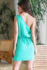 One Shoulder Wrap Mini Dress - Green - Final Sale