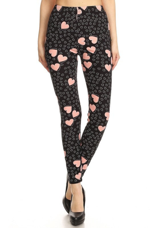 Soft Pink Heart Buttery Soft Leggings - Final Sale