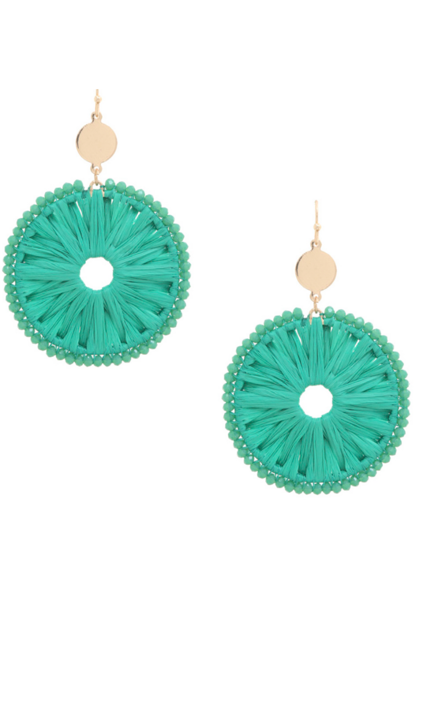 Raffia Beaded Edge Round Earrings