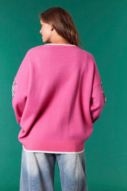 Nutcrackers & Edge Rib Line Detailed Sweater