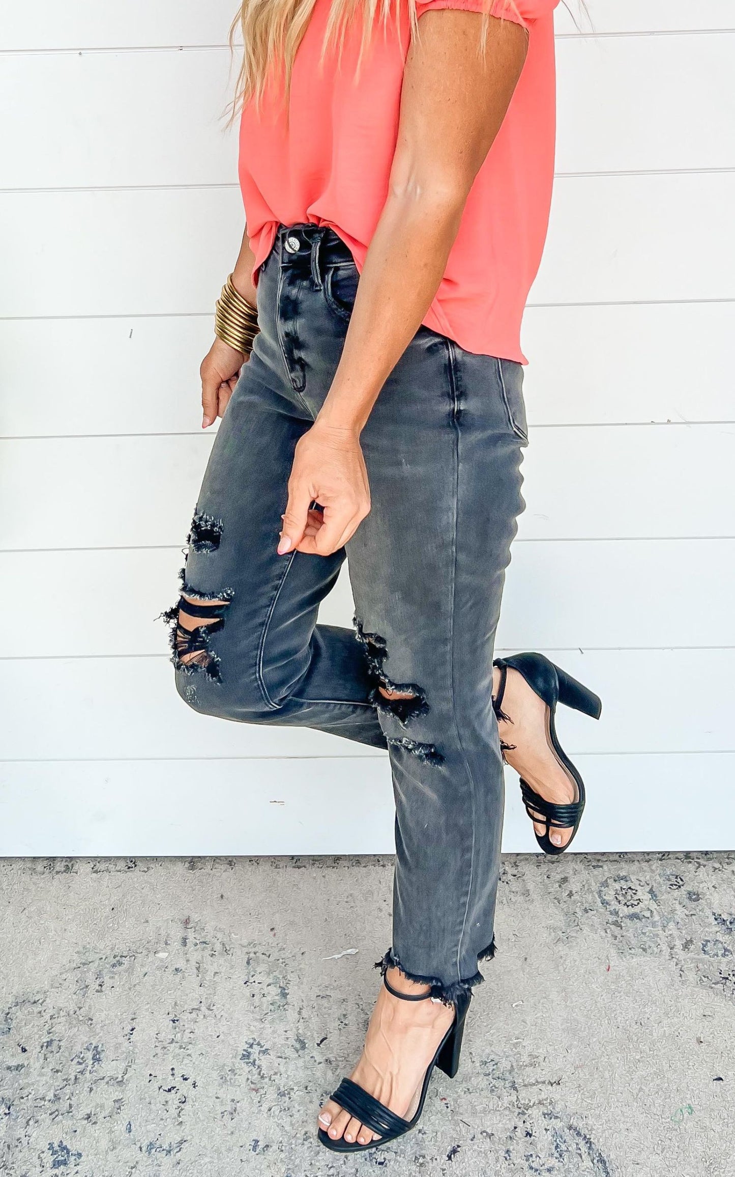 Judy Blue High Waisted Destroyed & Shark Bite Denim Jeans - Final Sale