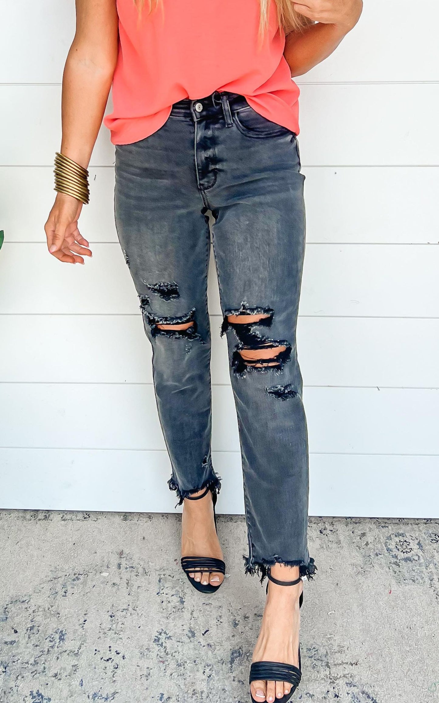 Judy Blue High Waisted Destroyed & Shark Bite Denim Jeans - Final Sale