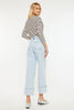 Light Wash High Rise Cropped Wide Leg Denim Jeans | Kan Can