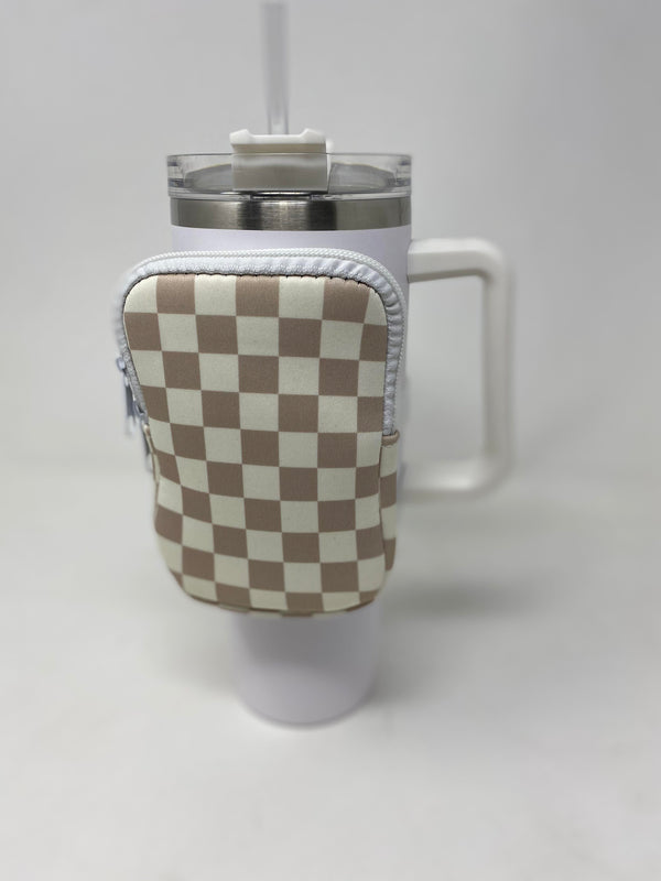 Khaki Checkered Tumbler Bag for 40oz Tumbler
