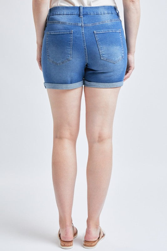 High Rise Cuffed Denim Shorts - Medium Wash | FINAL SALE