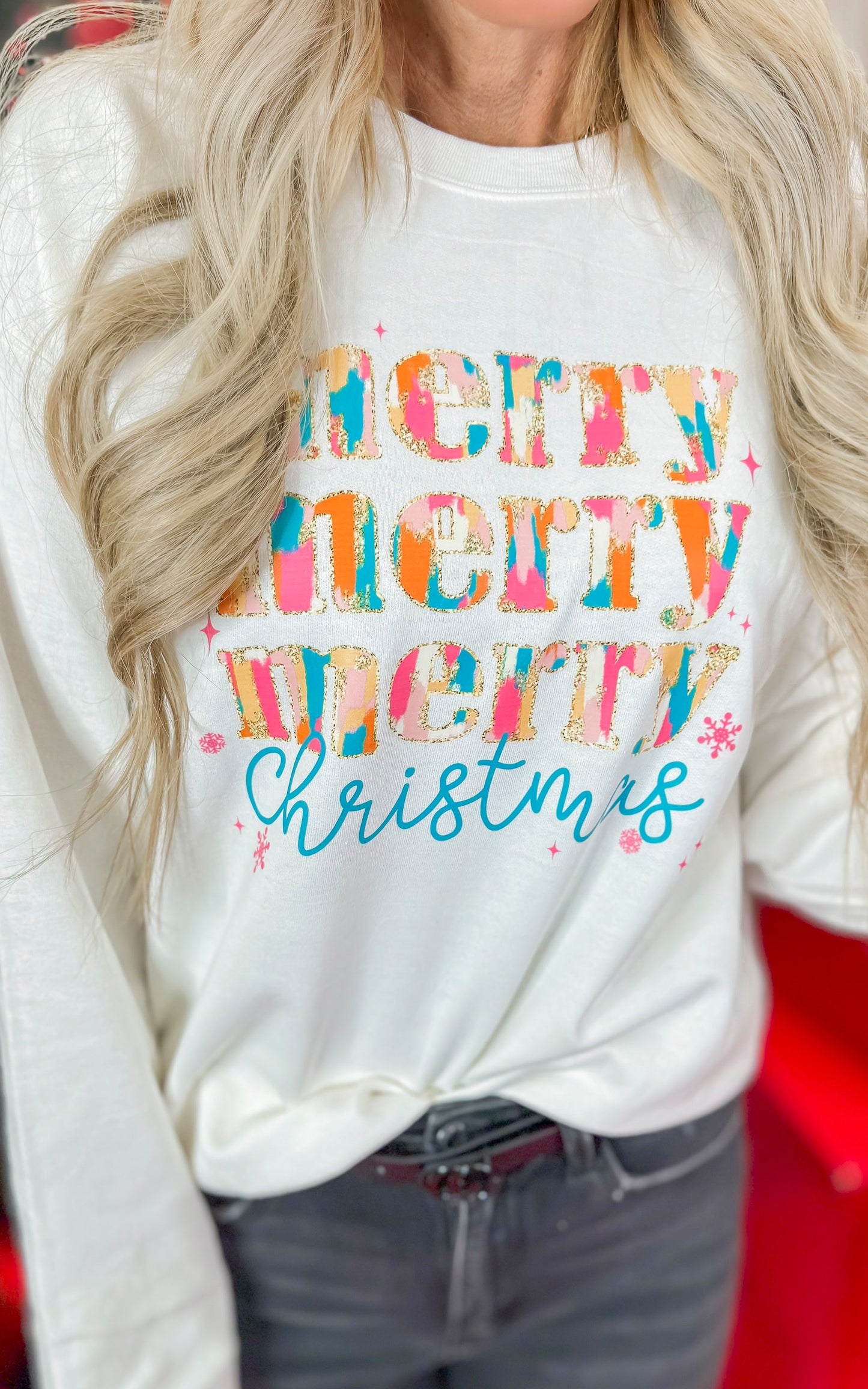 Merry Christmas Graphic Crewneck Sweatshirt