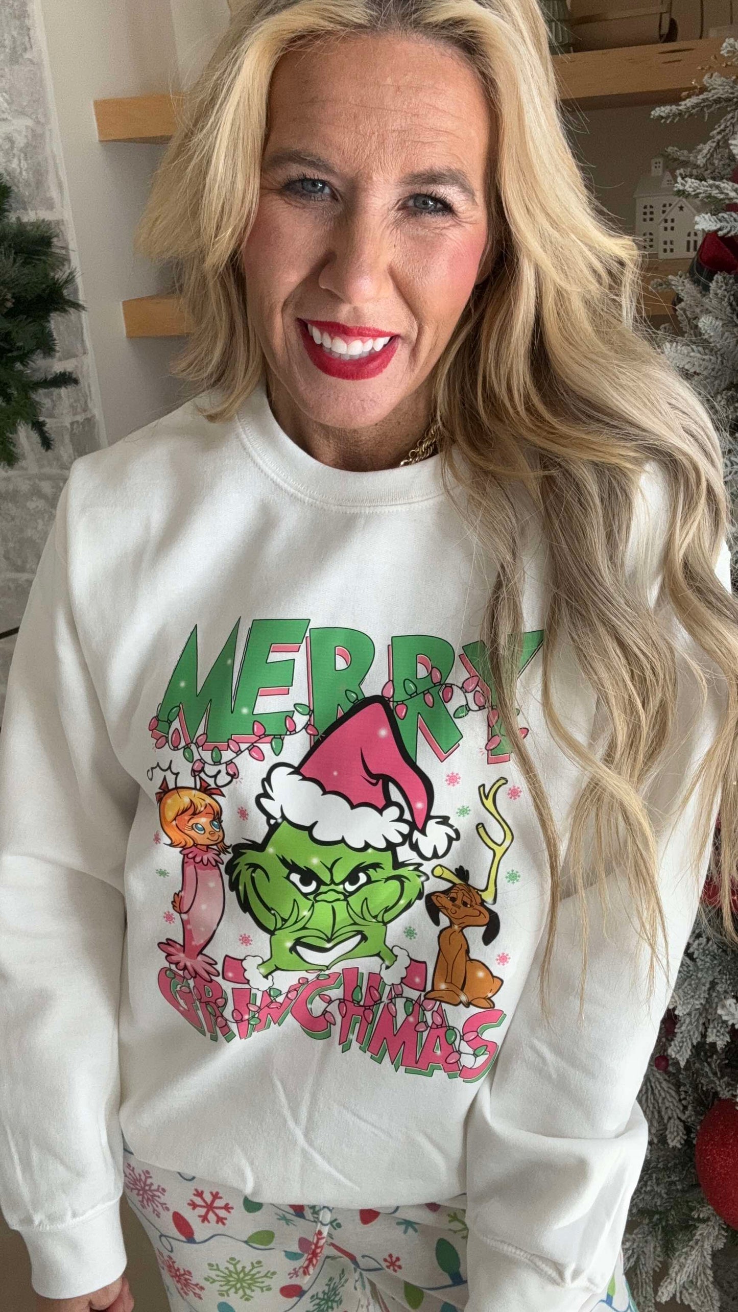 Merry Grinchmas Graphic Crewneck Sweatshirt - Gildan