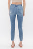 Mid Rise Button Fly Crop Skinny Jeans