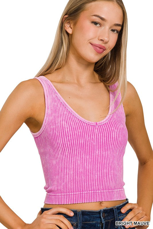 Reversible Vintage Wash Cropped Tank Top - Final Sale