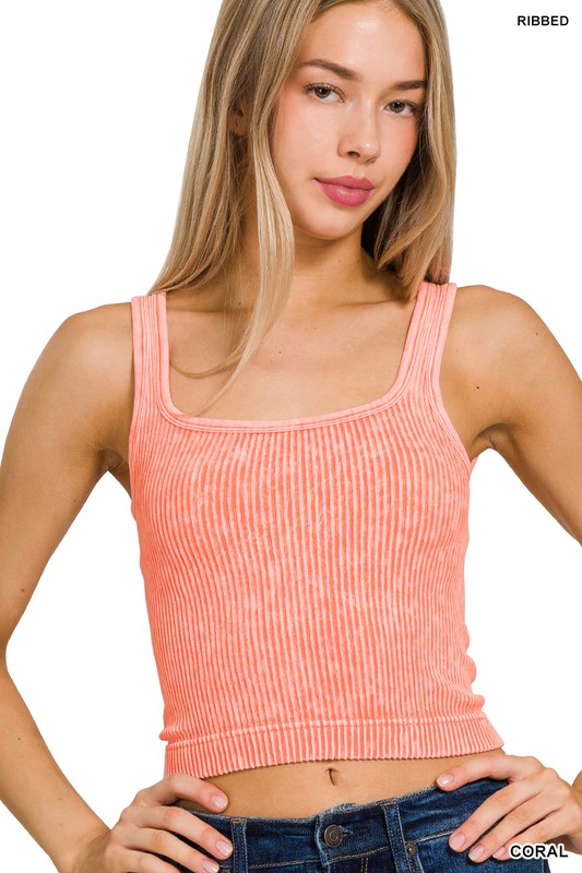 Reversible Vintage Wash Cropped Tank Top - Final Sale