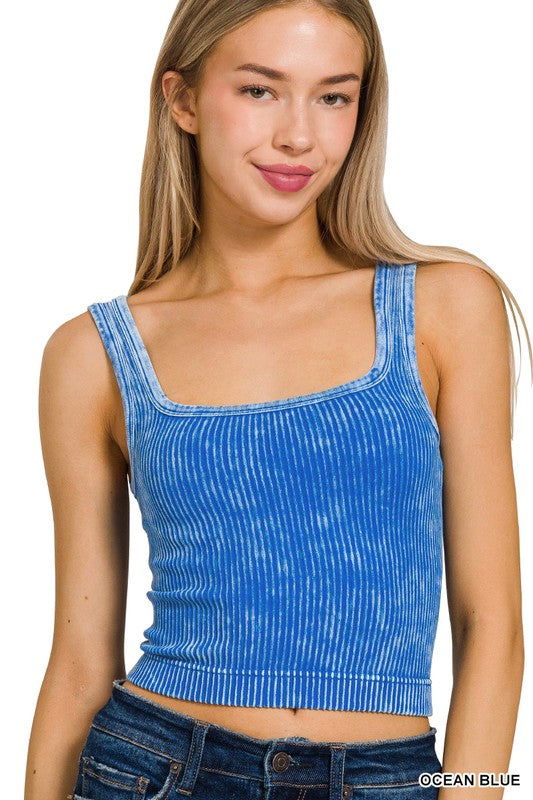 Reversible Vintage Wash Cropped Tank Top - Final Sale