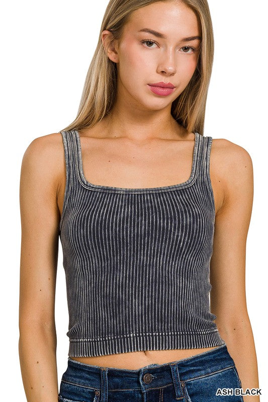 Reversible Vintage Wash Cropped Tank Top - Final Sale