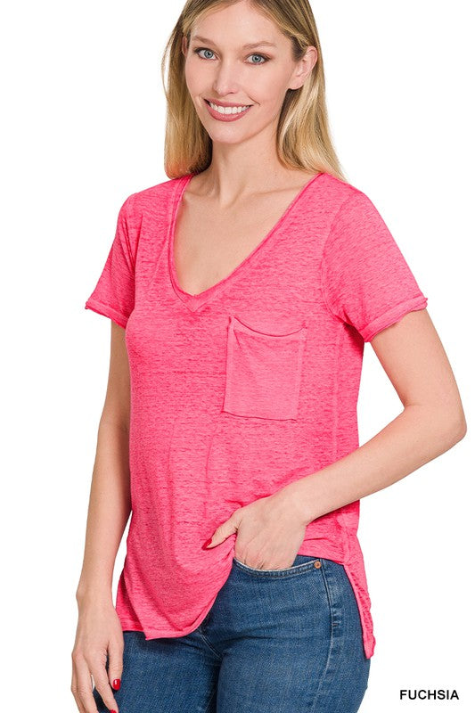 Fuchsia Burnout Tee 