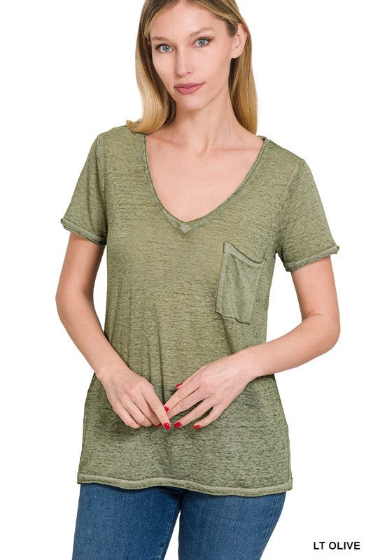 Lt Olive Burnout Tee 