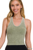 Washed Cropped Racerback V-Neck Tank Top