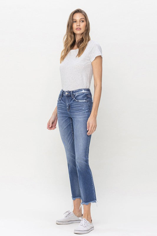 Mid Rise Straight Crop Denim Jeans - Flying Monkey