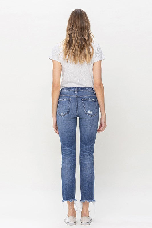 Mid Rise Straight Crop Denim Jeans - Flying Monkey