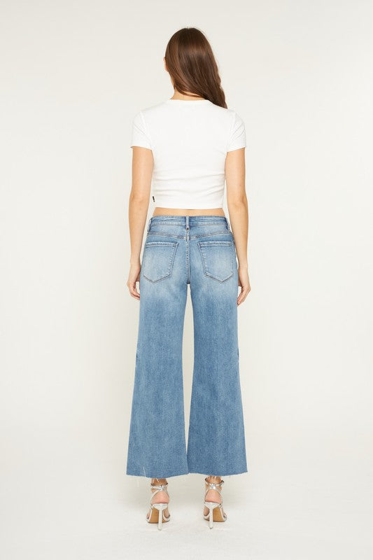 Mid Rise Tummy Control  Wide Leg Denim Jean | MICA