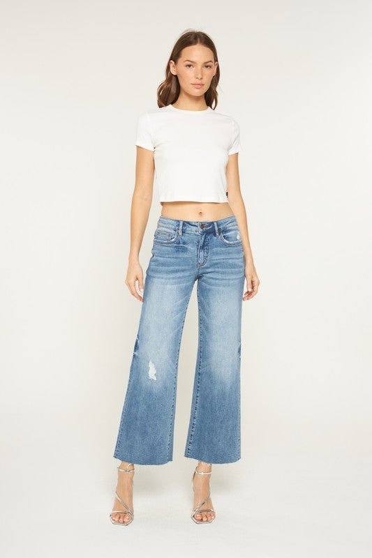 Mid Rise Tummy Control  Wide Leg Denim Jean | MICA