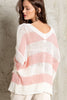 V-Neck Stripe Thin Sweater - POL