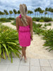 Silk Skinny Halter Mini Dress - Fuchsia - Final Sale**