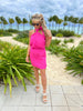 Silk Skinny Halter Mini Dress - Fuchsia - Final Sale**