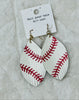 Baseball Faux Leather Feather Earrings