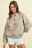 Quilted Jersey Button Front Sweatshirt