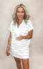 Modal Scuba Stripe Quarter Zip Short Sleeve Top | RAE MODE