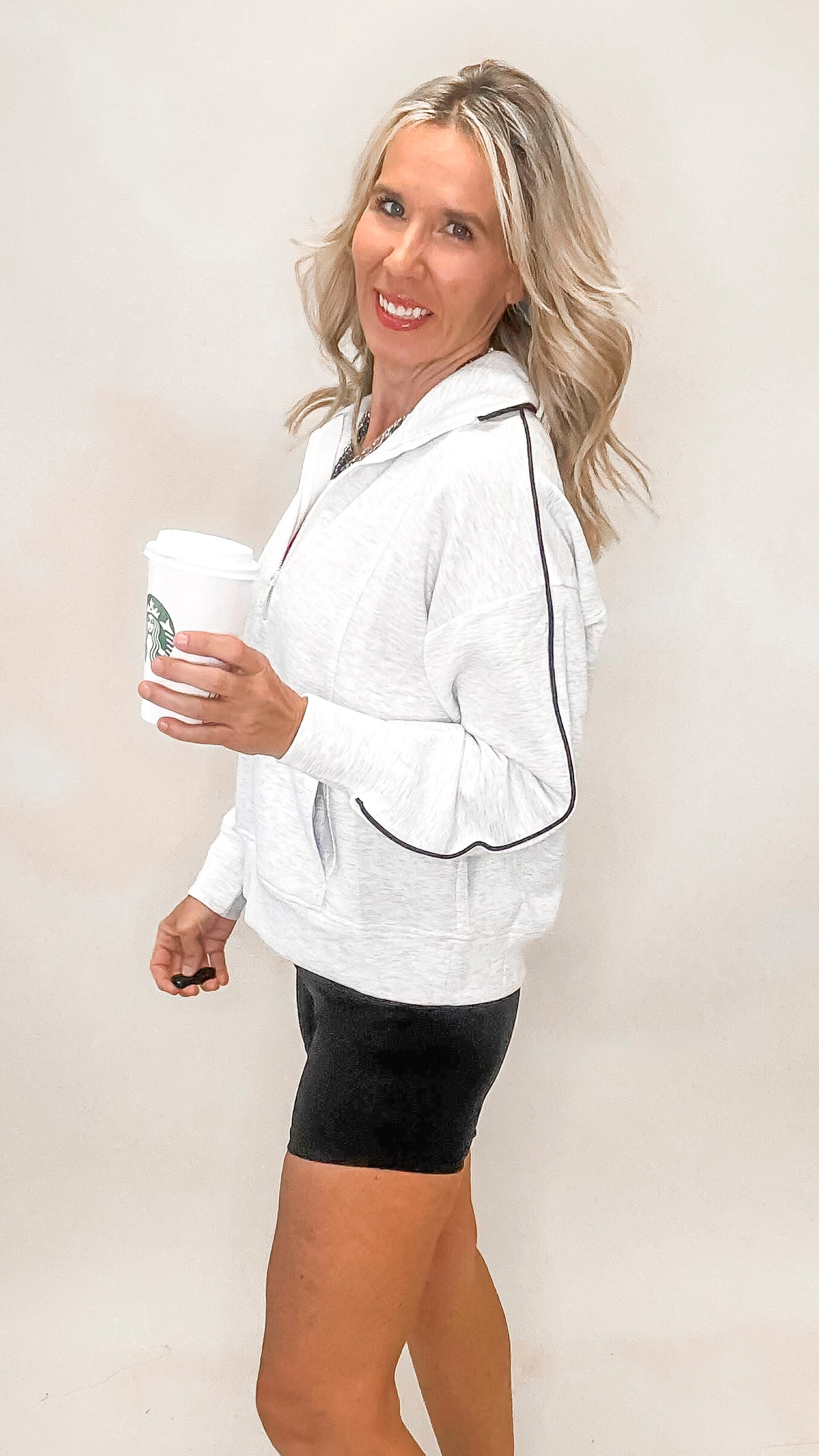 Modal Scuba Piping Quarter Zip Pullover |  RAE MODE
