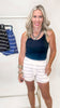 Rae Mode modal stripe shorts featuring soft stretch fabric and sporty style.