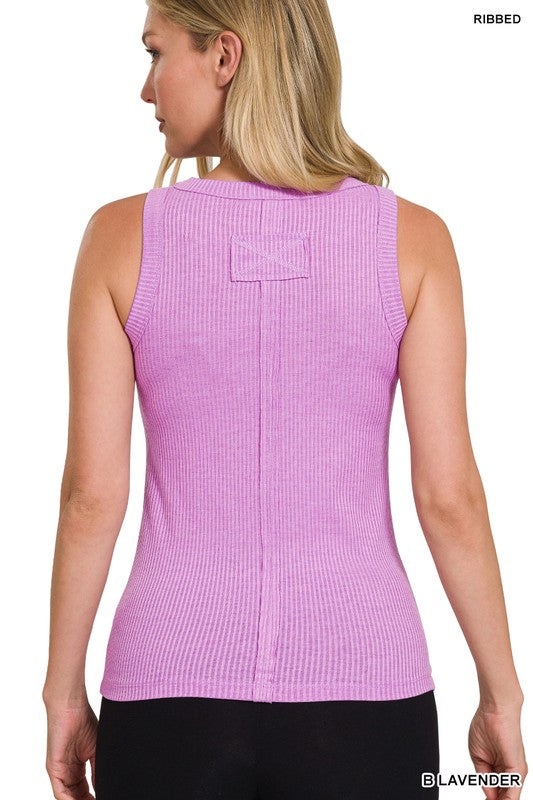 Ribbed Scoop Neck Tank Top - Final Sale